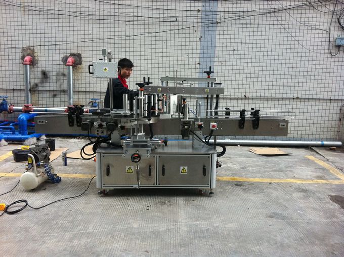 Helautomatisk självhäftande rund flaskmärkningsmaskin för husdjursflaskor fram och bak